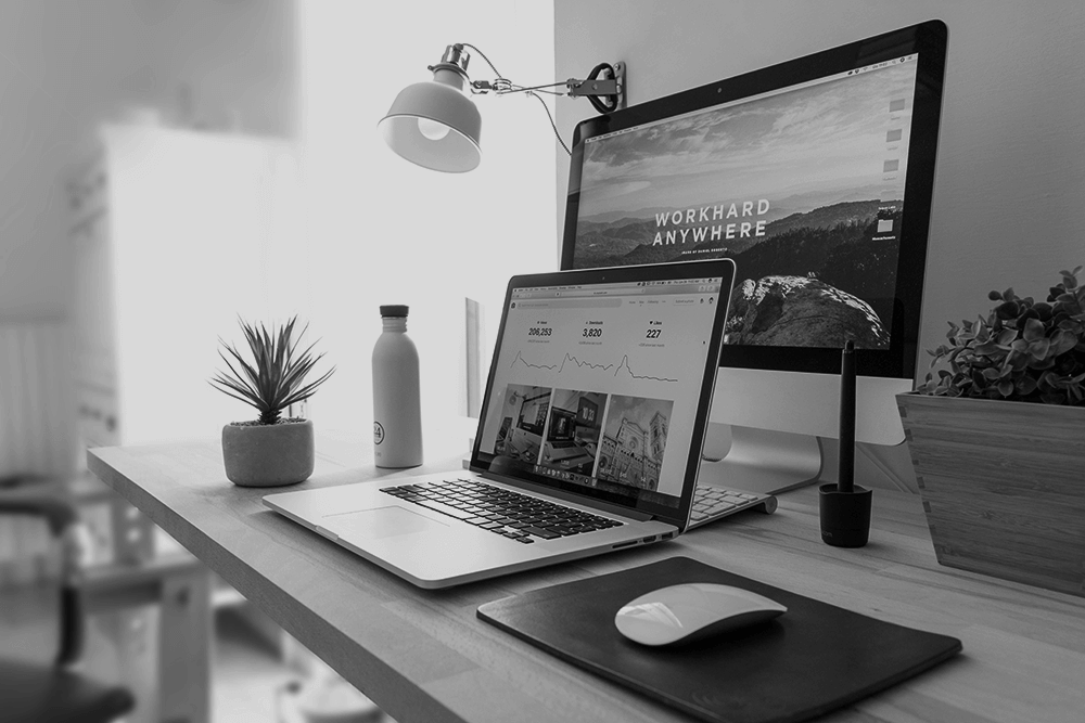 Desk with computers